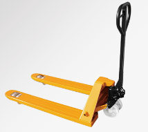 The wood factory uses manual hydraulic trucks to transport raw materials